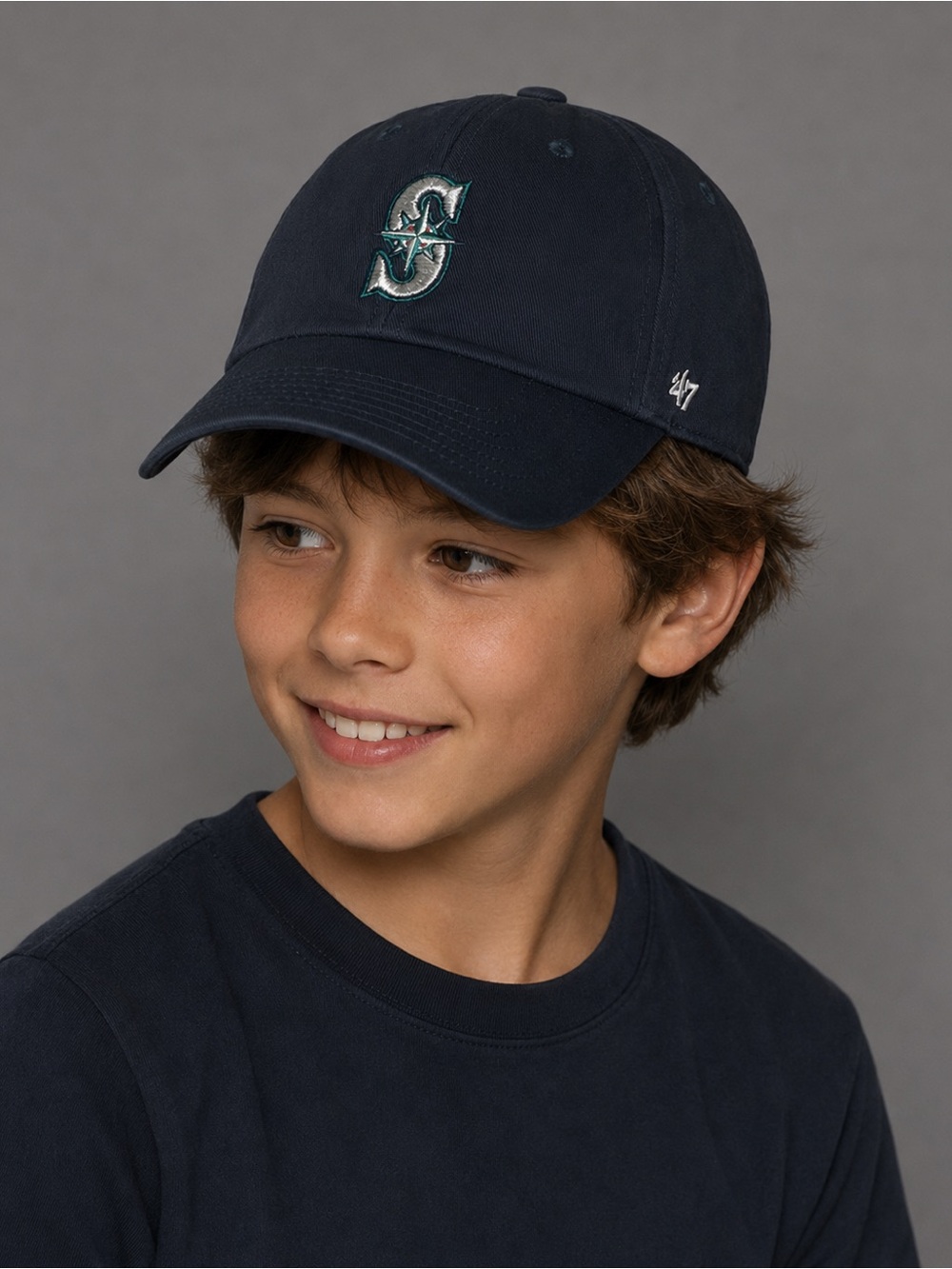 Seattle Mariners Youth Kids Navy Adjustable Baseball Cap Hat ’47 Brand MLB